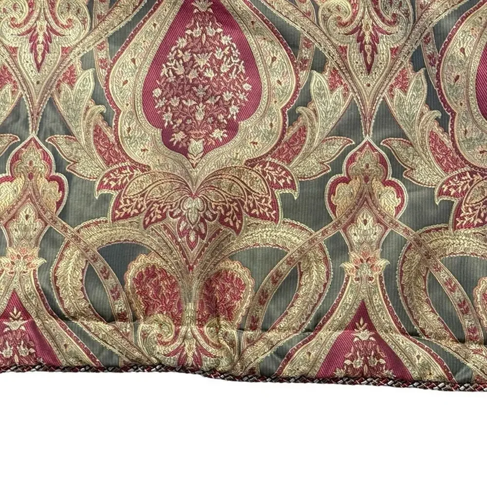 Croscill Home King Size Tapestry Burgundy Green Pillow Shams Bedding Rope Trim